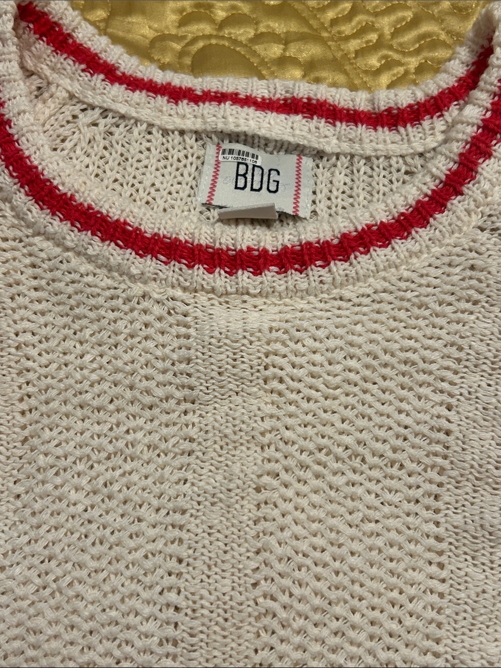 BDG White Knit Tank with Red Trim - Picture 2 of 5